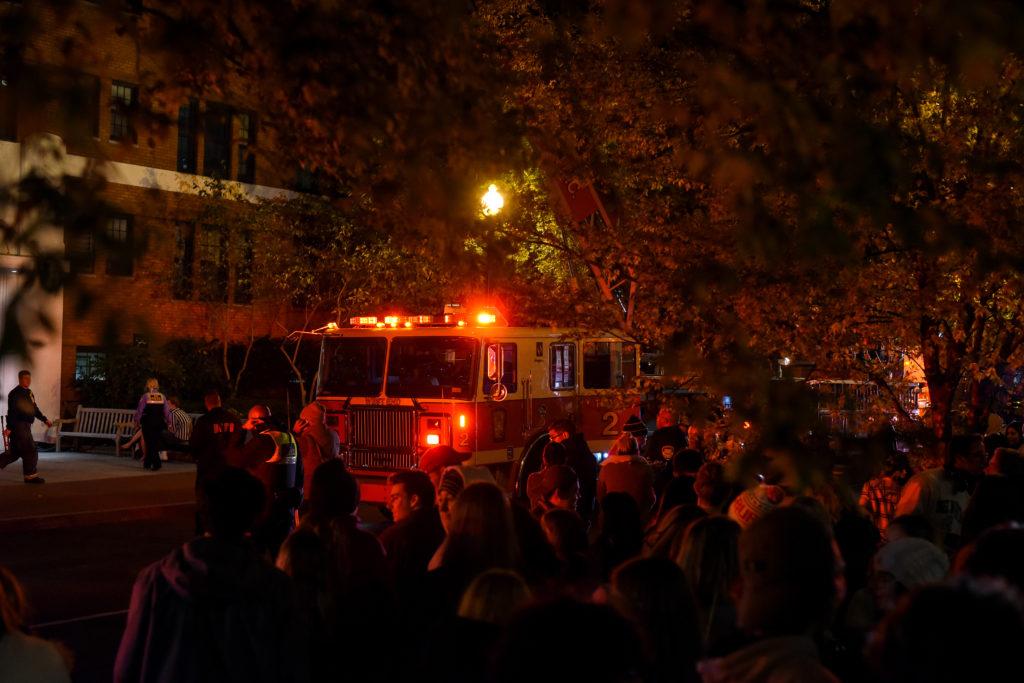 D.C. Fire and Emergency Medical Services personnel responded to a minor fire that activated the sprinkler system in Thurston Hall Friday night.