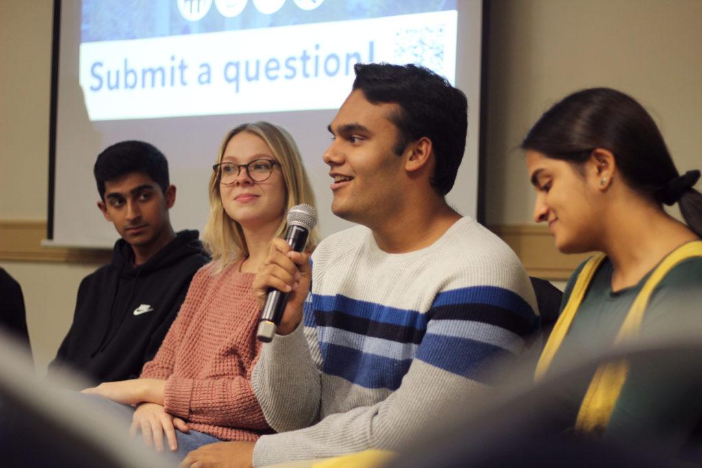 Student leaders from the Student Association, GW Program Board, Residence Hall Association and GW Class Council spoke at a town hall Thursday.