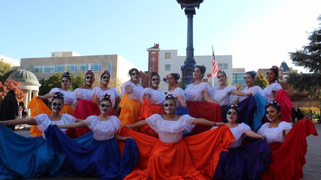 GW Folklorico held its first performance at their Día de los Muertos celebration in Kogan Plaza Saturday. Members co-sponsored the event with OLAS, ALPFA and Casablanca.