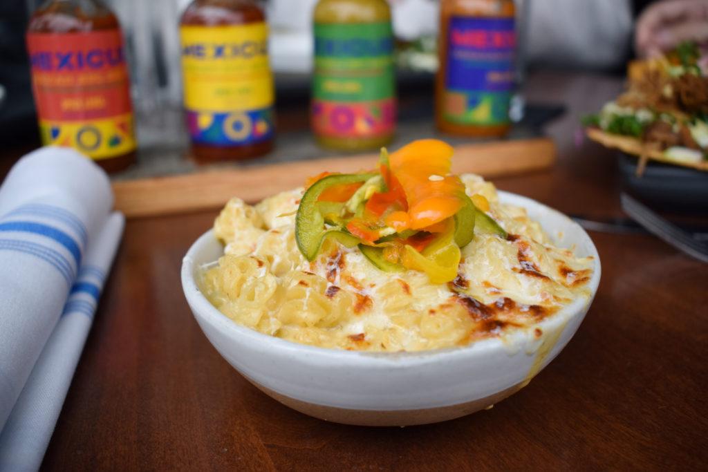 Mexicue’s poblano mac & cheese is a perfect complement to the restaurants speciality a la carte tacos. 