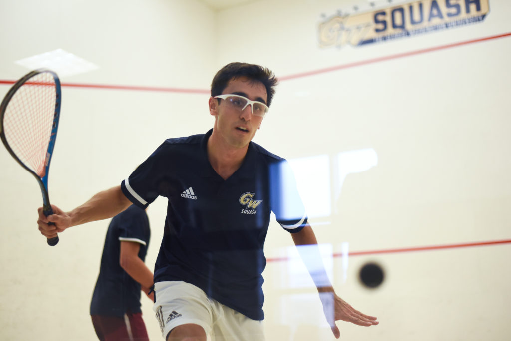 Junior Salim Khan was one of two upperclassmen to win a second match at the College Squash Association Individual Nationals this weekend.