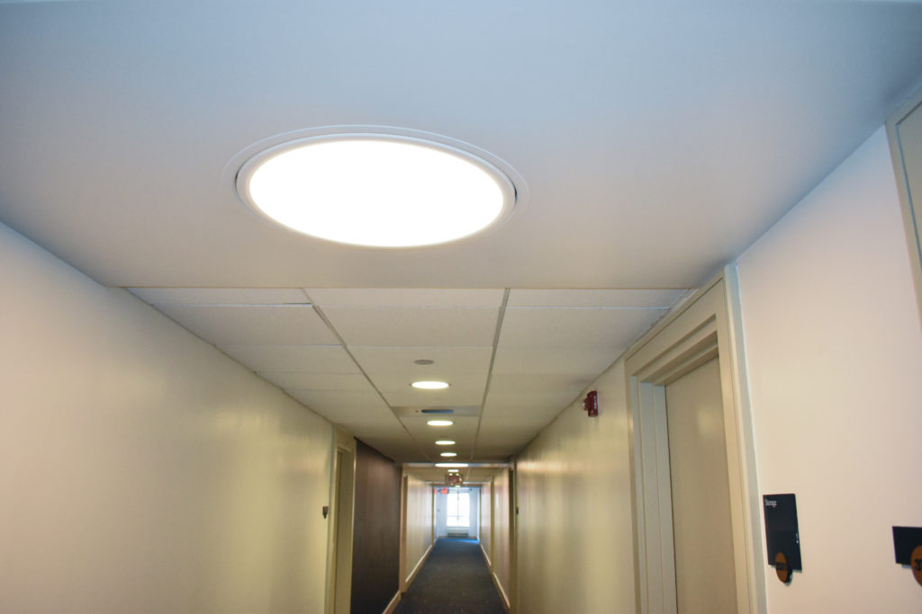 Officials said more than half of the 24 residence halls use LED lightbulbs. 