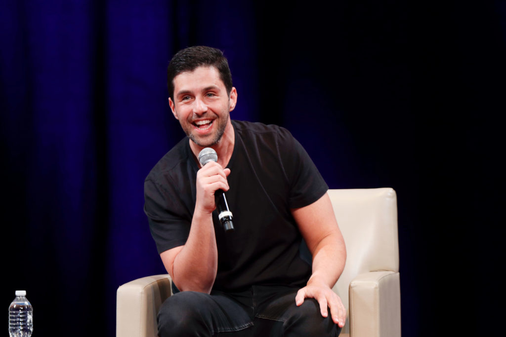Actor and YouTuber Josh Peck speaks to the crowd in Lisner Auditorium Thursday. 