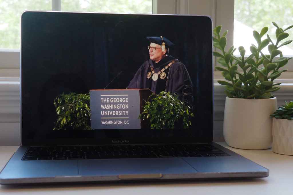 This years virtual Commencement ceremony featured remarks from several administrators, like University President Thomas LeBlanc and Board of Trustees Chair Grace Speights.