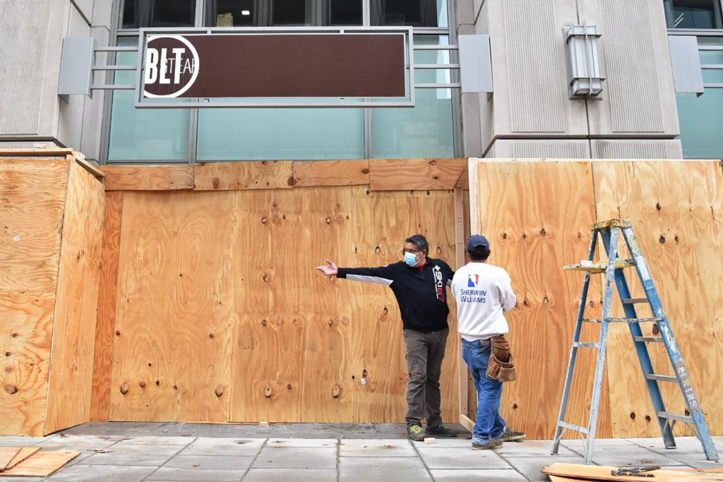 The general manager of BLT Steak, located about two blocks from the White House, has boarded up his restaurants windows in anticipation of Election Day violence.