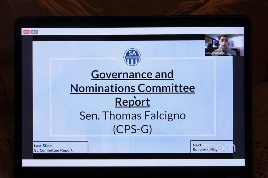 SA Sen. Thomas Falcigno, CPS-G and the chair of the governance and nominations committee, said the senate has a responsibility to “defend” the organizations reputation and rebuild trust with students and administrators.