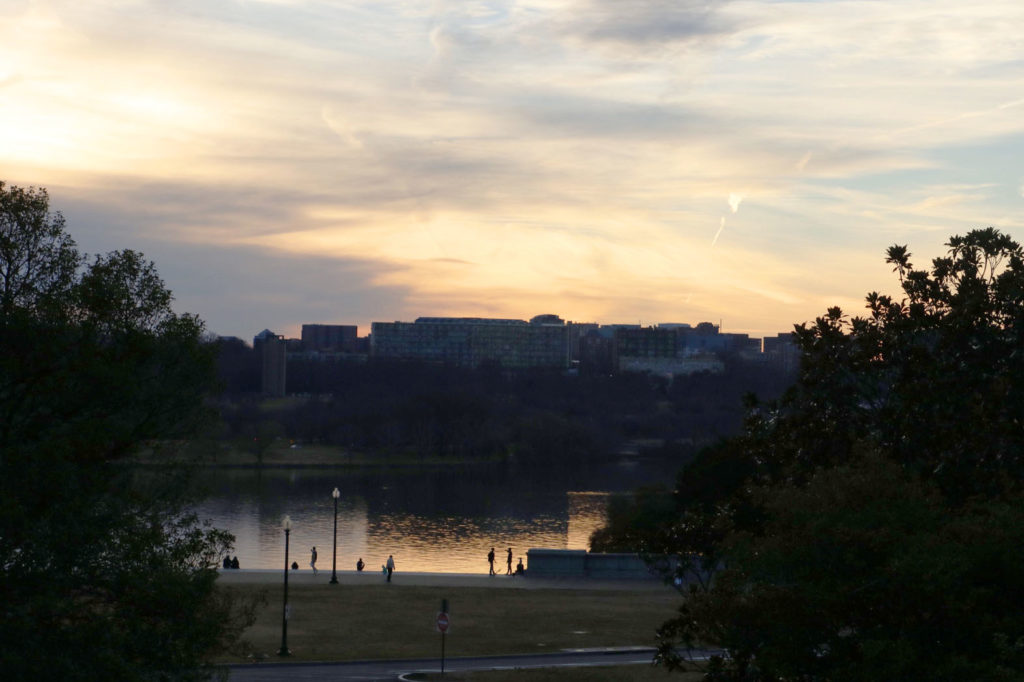 The back of the Lincoln Memorial overlooks Arlington Memorial Bridge and the Potomac River, a fantastic spot to snap some pictures at sunset.