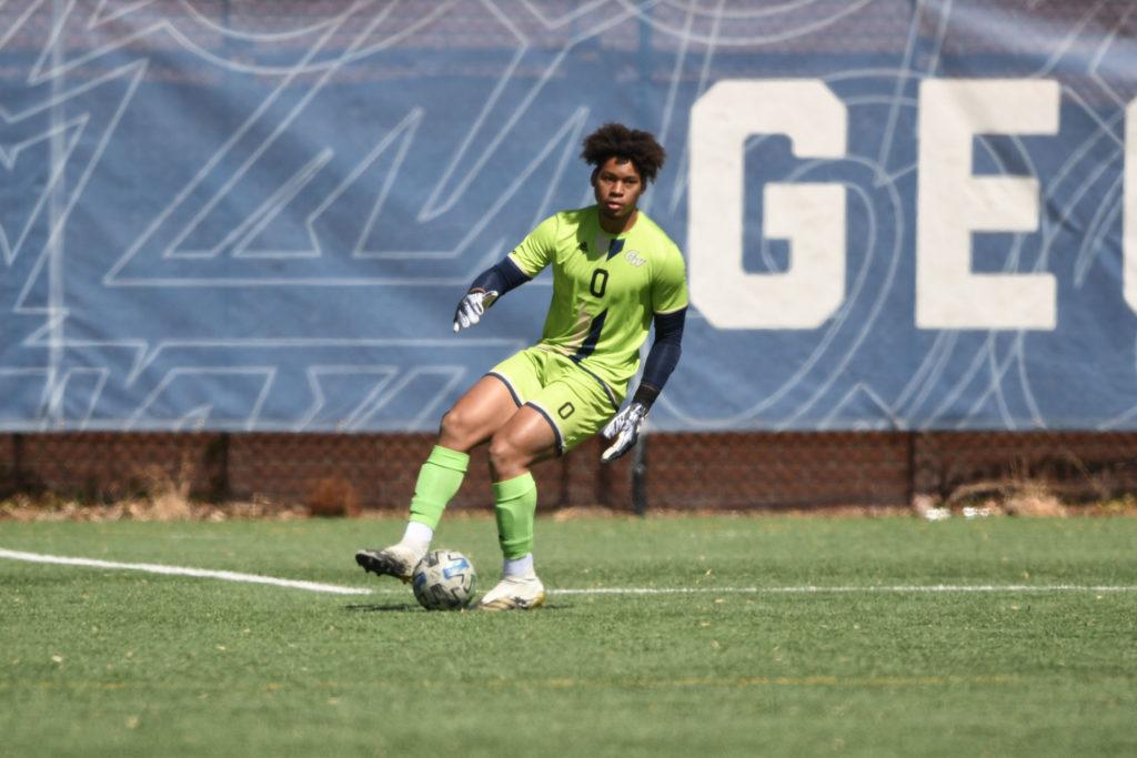 Sophomore+goalkeeper+Justin+Grady+received+recognition+for+his+contributions+to+the+Colonials+this+season%2C+earning+spots+on+the+All-Conference+Second+Team+and+the+All-Championship+Team.+