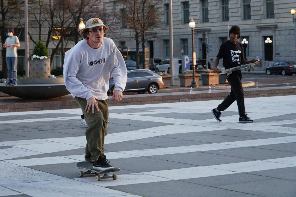 Skateboarders said local residents from the DMV and tourists typically gather at Freedom Plaza as an unofficial skate park. 