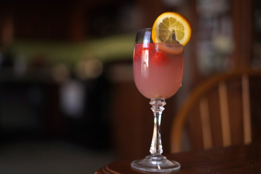 The Champagne Cosmopolitan includes cranberry juice, lime juice and a dash of simple syrup.