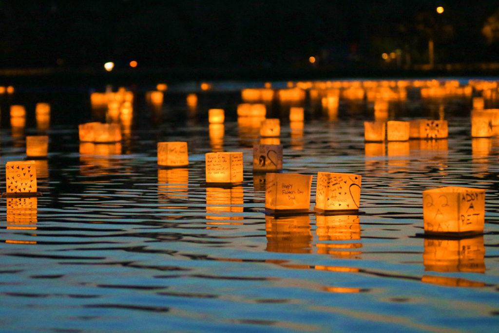 After designing their own lanterns, guests at the Water Lantern Festival can watch their creation be sent out in the National Harbor.