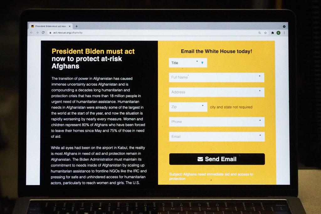 The International Rescue Committee is sponsoring a petition urging the Biden administration to take additional action to protect at-risk Afghans. 
