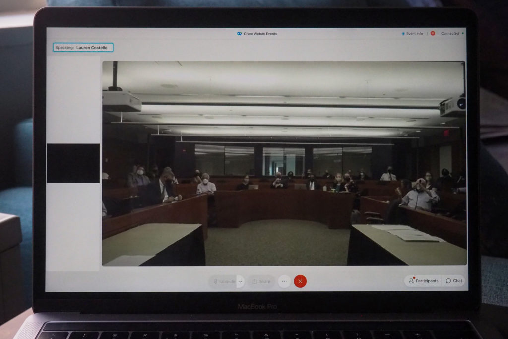 The Faculty Senate met in person for the first time in more than a year while guests were invited to tune in virtually. 