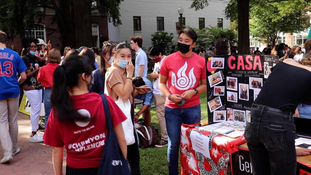 Student organizations set up displays in University Yard Friday evening to attract new members to join in the first in-person semester since the onset of the COVID-19 pandemic.