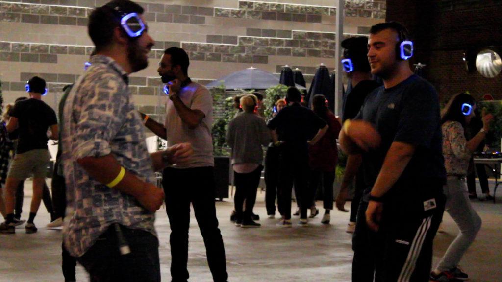 Students dance at Silent Disco in Potomac Square