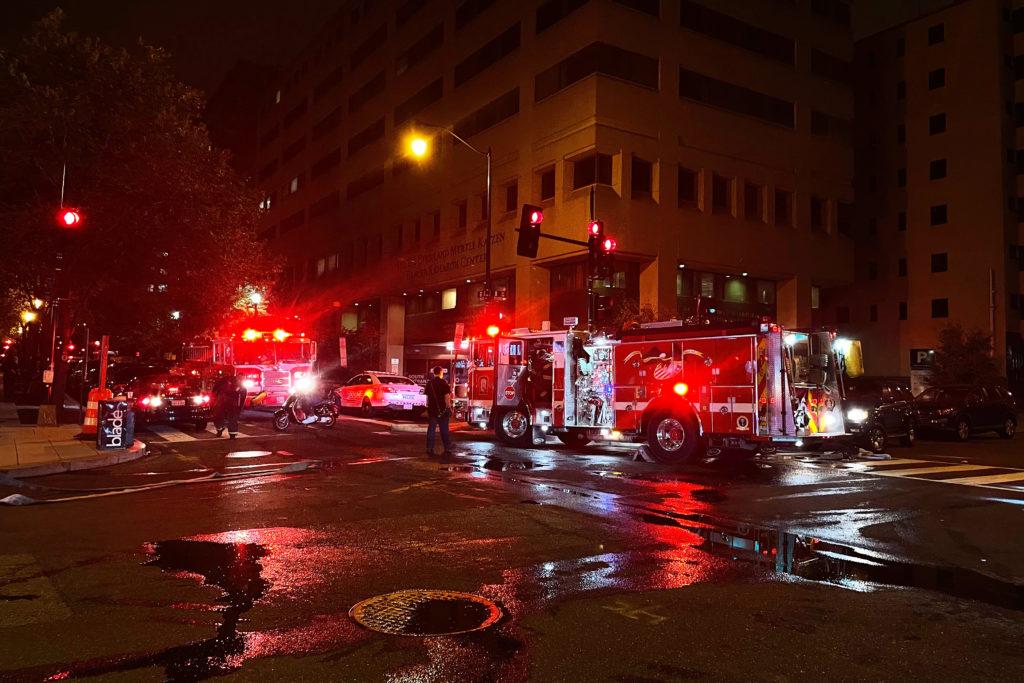 Officials placed dehumidifiers and fans throughout the building to dry areas where the fire was extinguished before residents could reenter at about 11:30 p.m., according to an email officials sent to residents Sunday.