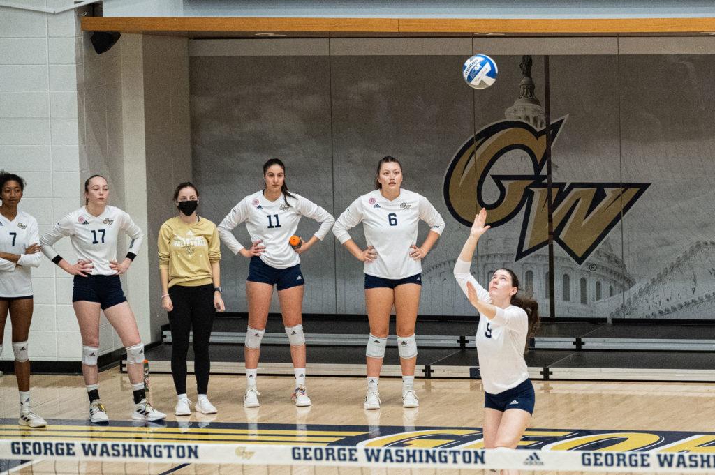 The third set presented the best chance for GW to put something on the board, but Rhode Island quickly quashed any hopes by winning six of the next seven points to close out the match.