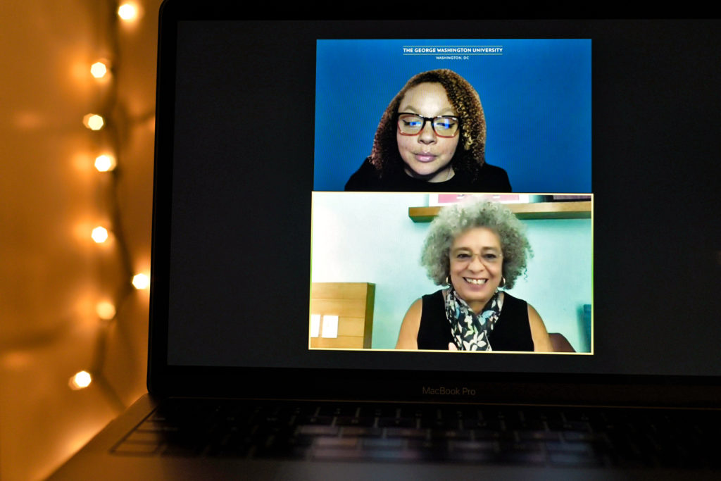Angela Davis delivered her keynote address virtually Thursday night as one of more than 20 sessions offered during the two-day summit. 