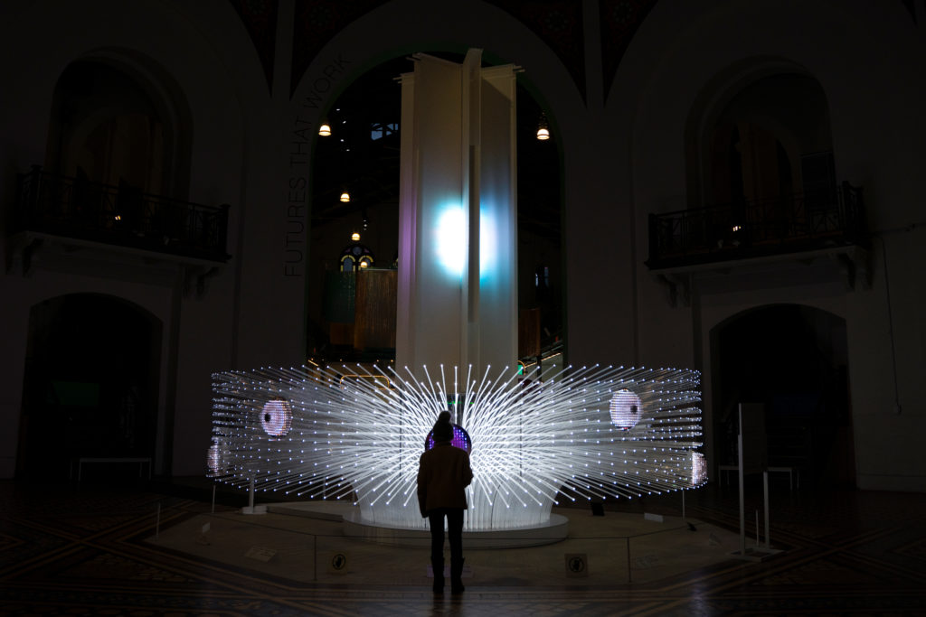 The FUTURES exhibit at the Smithsonian Arts and Industries Building features immersive art installations, interactive activities and inventions showcasing both historical discoveries and objects of the future.