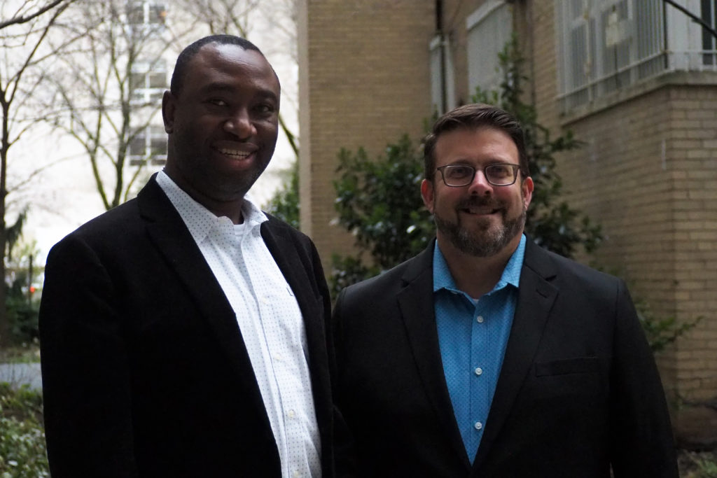 Professor Ekundayo Shittu (left) and Associate Dean Jason Zara (right) are developing the initiative called Research For All.