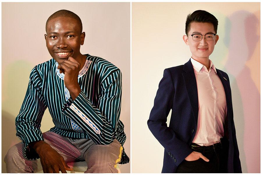 Students elected senior Christian Zidouemba (left) as Student Association president and sophomore Yan Xu (right) as vice president.