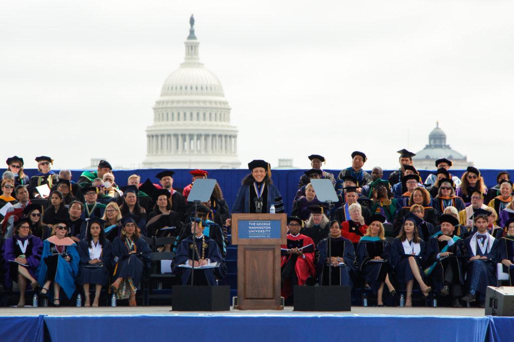 Commencement speaker Elana Meyers Taylor told graduates although they may face hate and ignorance after graduation, they must be resilient and continue to pursue their inspirations. 