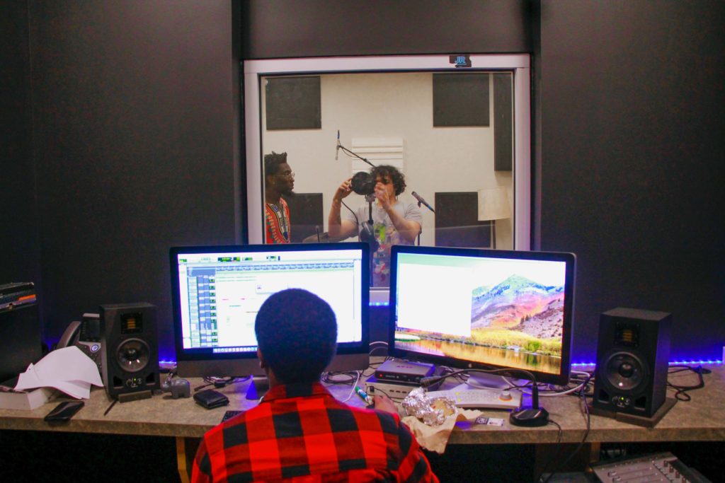Student musicians said they've been able to find a community of independent artists at GW, some gathering to work in the Mount Vernon Campus’ recording studio in West Hall. 