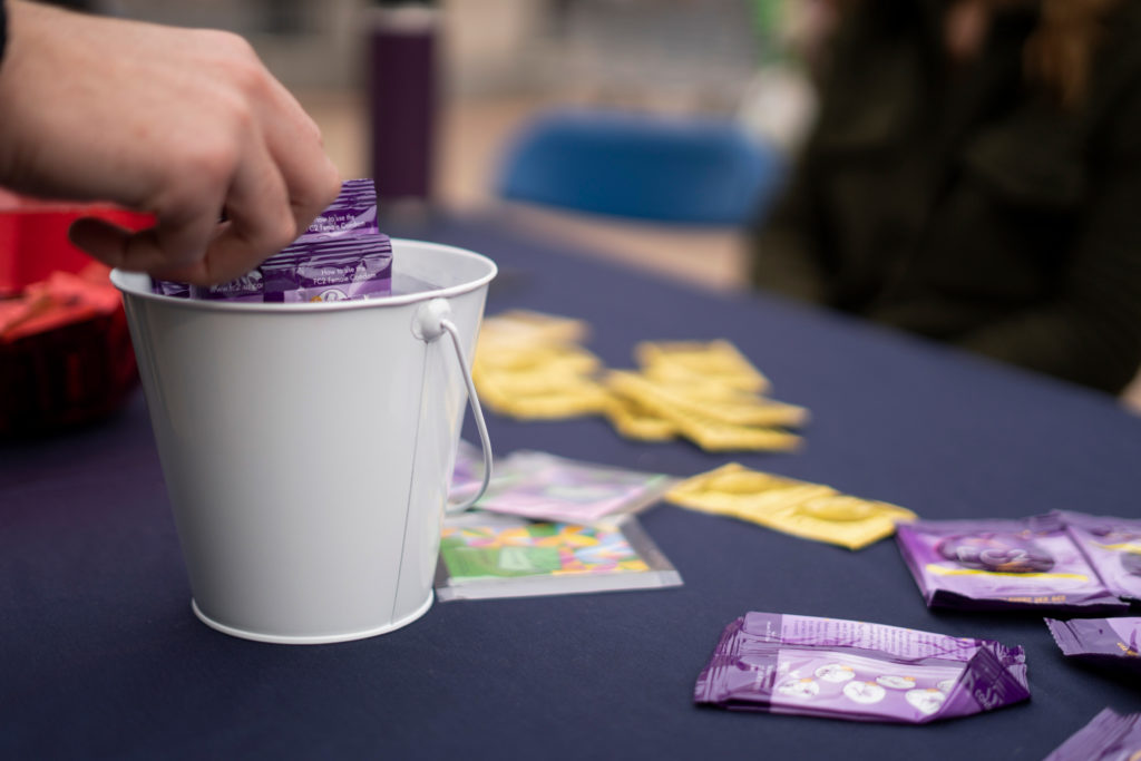 Student organizations offered resources like stress balls, informational pamphlets on Plan B and consent, pain relief patches, ice packs and lubricant. 