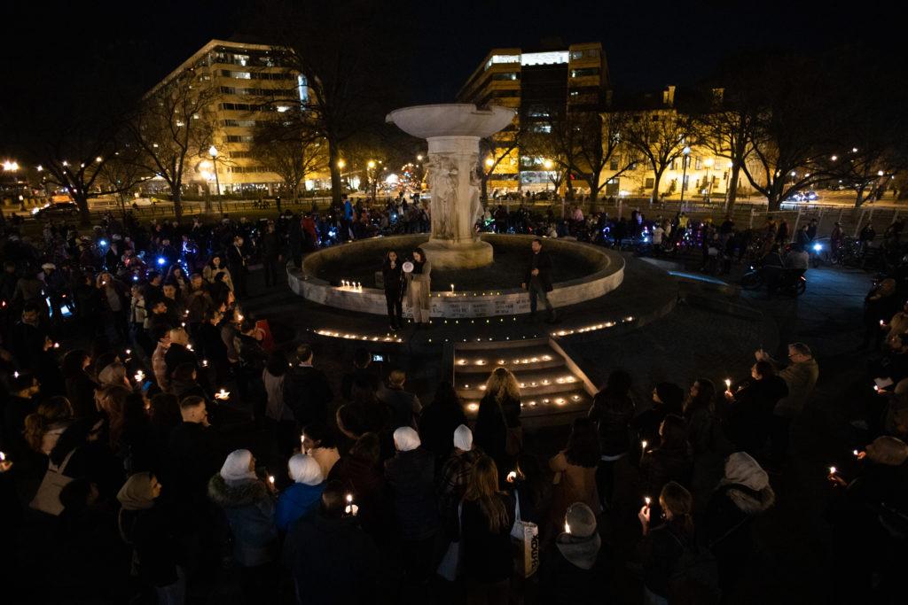 Locals gathered at a vigil in Dupont Circle Wednesday night for the victims of the 7.8-magnitude earthquake that struck southern Turkey and northern Syria. The death toll stands at more than 34,000 as of Monday.