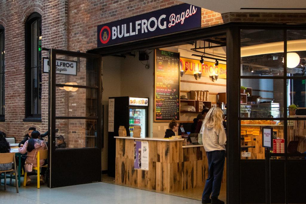 The star of the menu is Bullfrog’s Bagelwiches, a filling meal that can serve as breakfast or lunch.