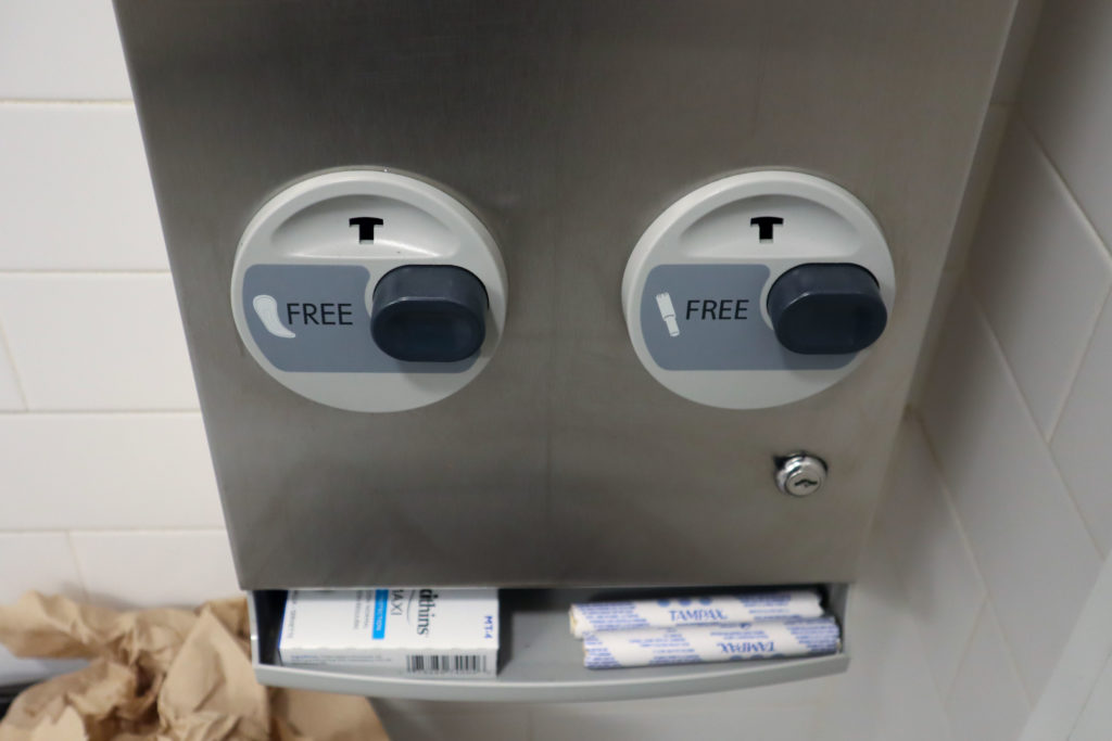 Dispensers were stocked with pads and tampons in 73 of 127 dispensers, while 54 were partially or completely lacking period products, according to a Thursday and Friday Hatchet analysis of campus menstrual product dispensers.