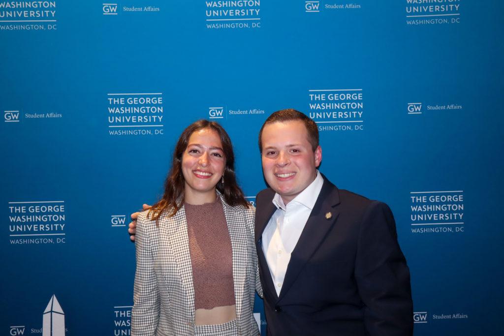 Student Association President Arielle Geismar and Vice President Demetrius Apostolis gathered with more than 40 attendants at an inauguration ceremony Friday, summarizing their priorities as SA leaders.