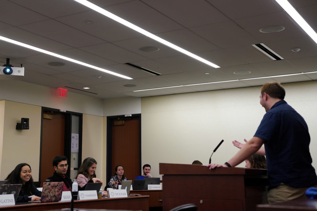 Student Bar Association President Shallum Atkinson said in his first address to the body that he will work with senators to modernize student study spaces to make them more “enjoyable” and “comfortable.