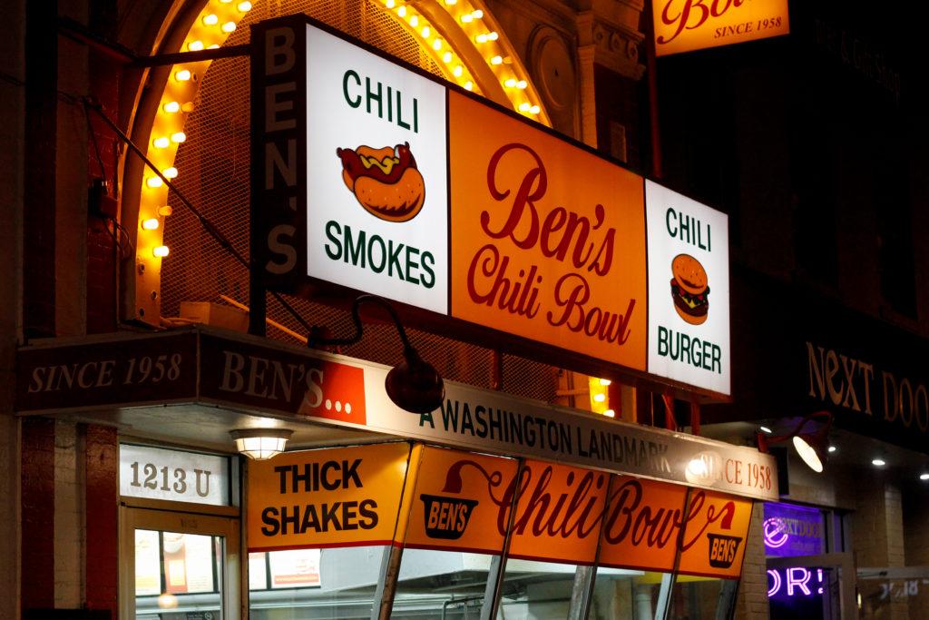 The historic Bens Chili Bowl on U Street offers a creative and tasty setting for your graduation photos, with its bold decorations inside and outside of the building and easy access to its iconic menu items following your photo shoot.
