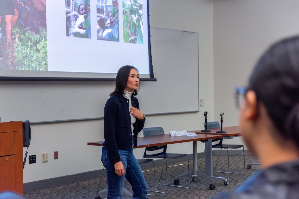 Averie Bishop discussed her journey through law school and campaign for the Texas State legislature during a discussion at the Elliott School of International Affairs Tuesday. 