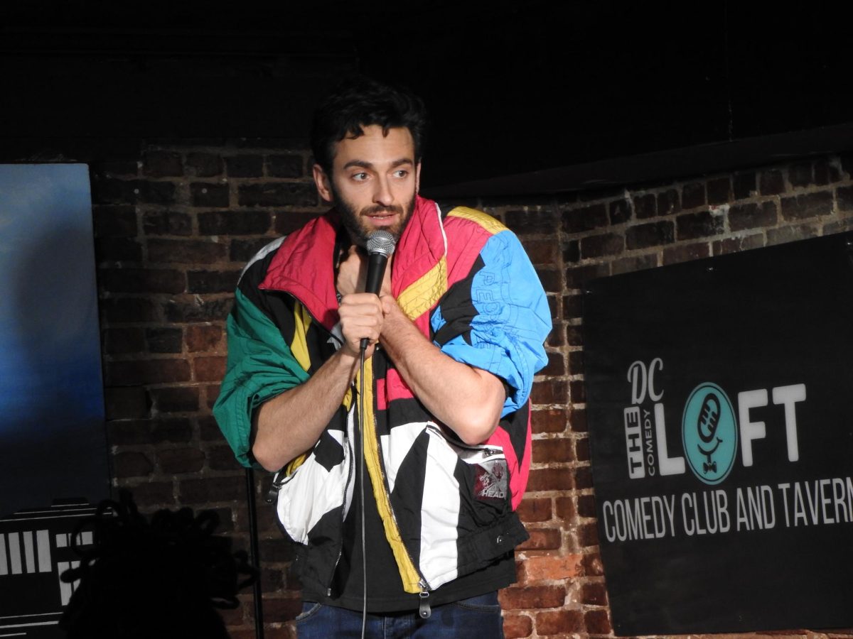Maryland+native+Gianmarco+Soresi+delivers+a+set+at+D.C.+comedy+loft.+
