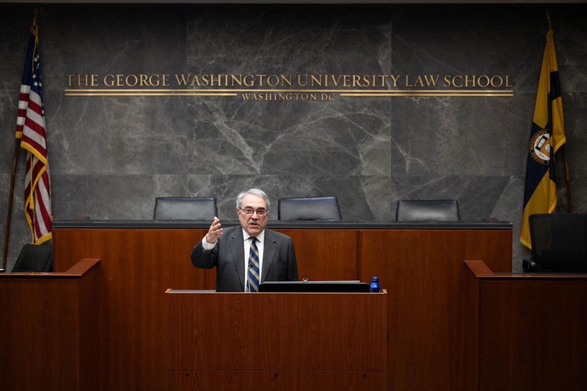 Former North Carolina representative G.K. Butterfield spoke at the Jacob Burns Moot Court Room on Tuesday.