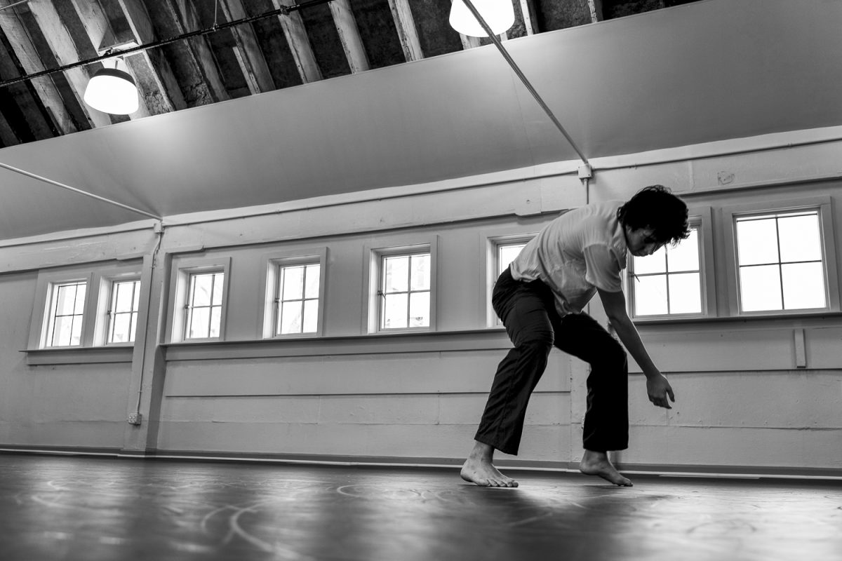 Brady practices this piece for his movement studies class.