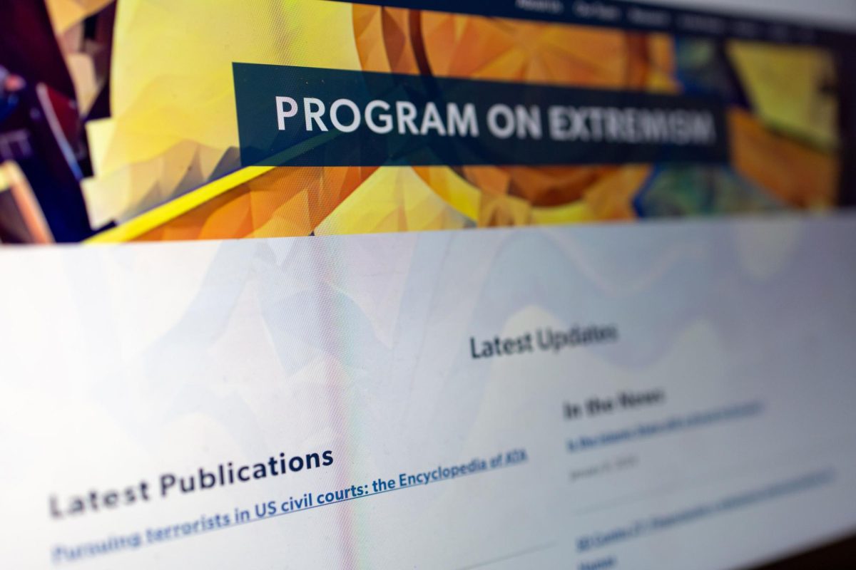 The home page of the GW Program on Extremism website.