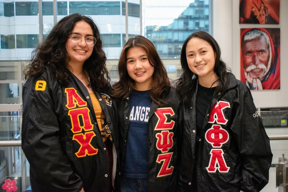From left to right, Multicultural Greek Council chapter presidents Estefania Hernandez, Kate Olid and Olivia Poole.