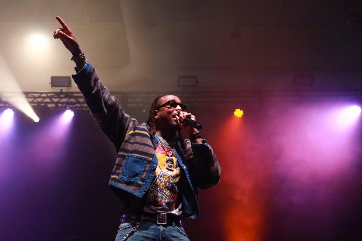Former Migos star Quavo performs for a crowd of Spring Fling attendees. 