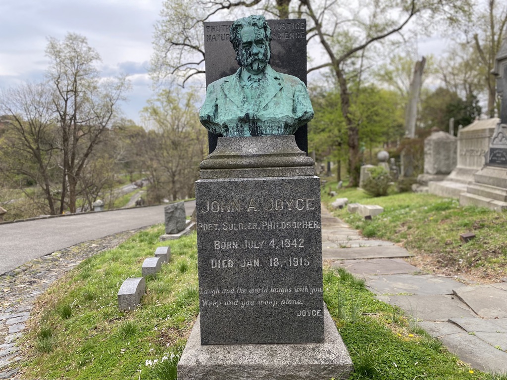 The grave of Irish-American poet James A. Joyce in Georgetown’s Oak Hill Cemetery.