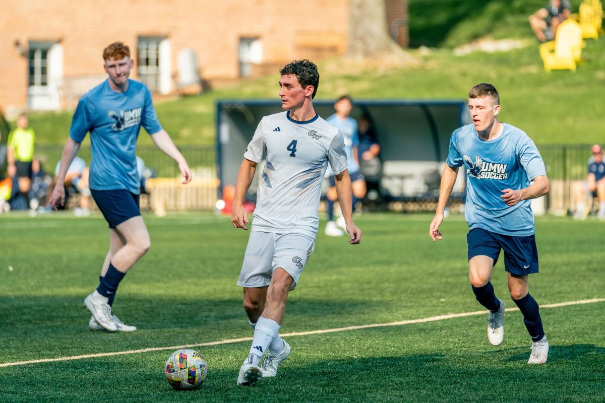 Graduate midfielder William Turner looks to pass in a game against Mary Washington University in August.