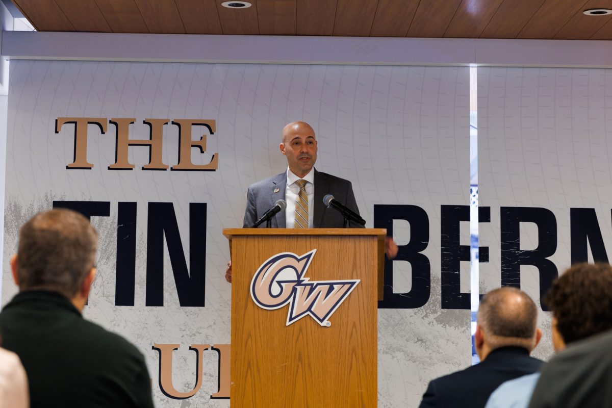 Michael Lipitz speaks to the crowd on Tuesday.