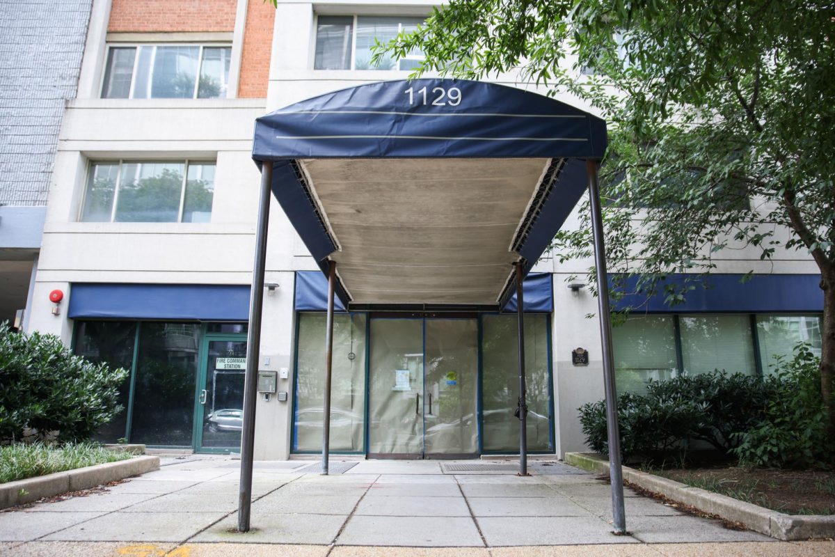 The entrance to the Aston on New Hampshire Avenue boarded up in June.