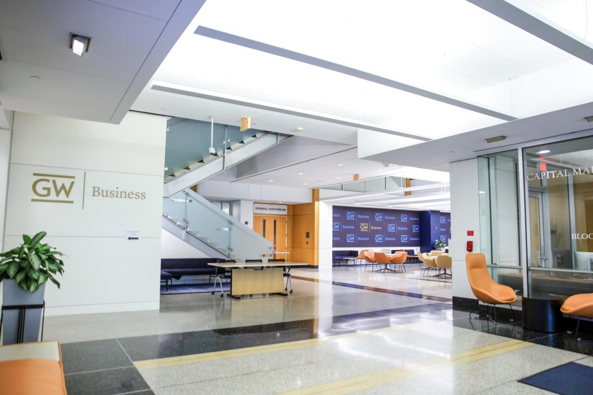 The lobby of Duquès Hall on 22nd Street