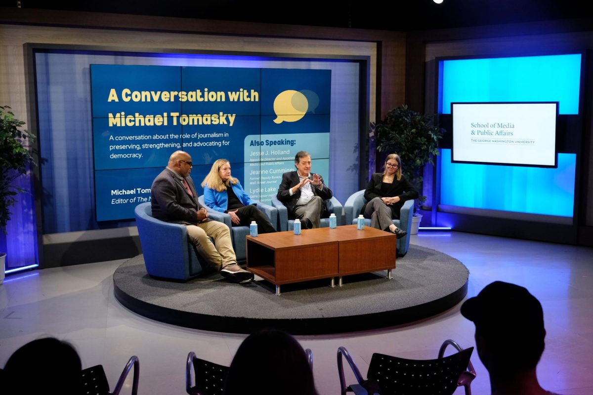 New Republic editor Michael Tomasky speaks during the panel.