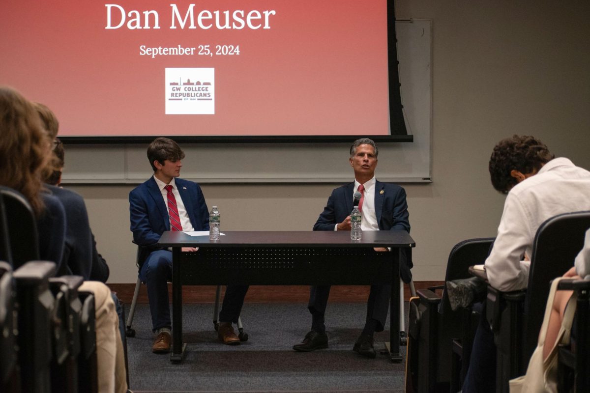 Congressman Dan Meuser (R-PA) speaks to students at a question and answer hosted by the GW College Republicans.