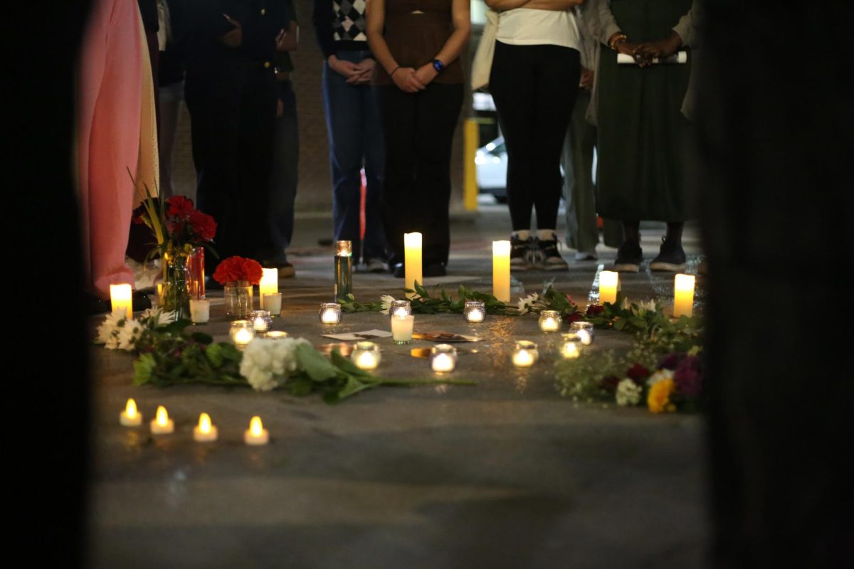 Members of the Black Student Union stand in morning for Marcellus Williams. 