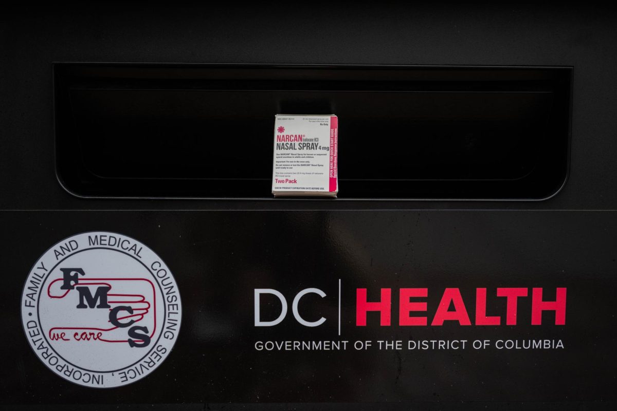 Narcan Nasal Spray sits in a D.C. Health vending machine.